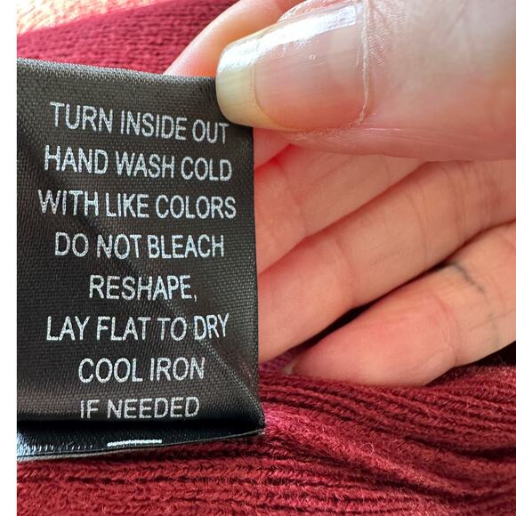 The Work Shop Burgundy Mock Neck Long Sleeve High Low Sweater S - Picture 9 of 11